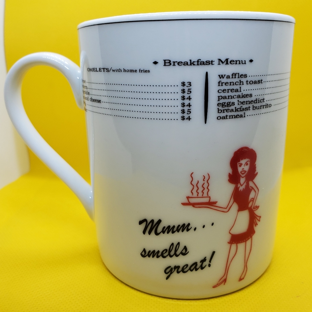 I. GODINGER  HOME ESSENTIALS ROADSIDE DINER / MENU MUG - Mmm Smells Great - EUC